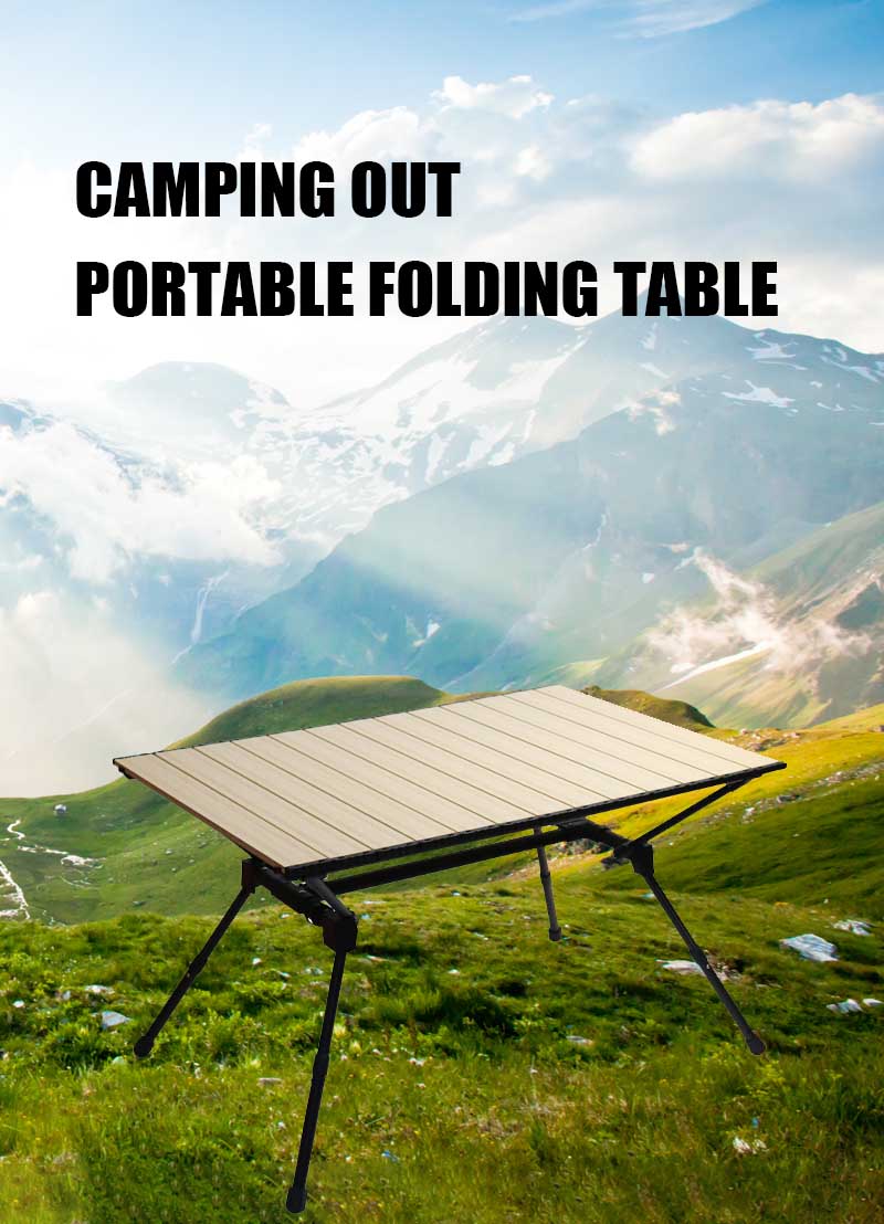 독특한 디자인의 브라켓이 있는 캠핑 테이블