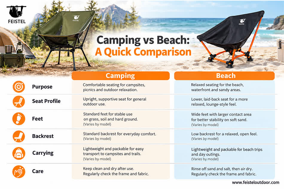 Camping Chair vs Beach Chair Camping Chair vs Beach Chair
