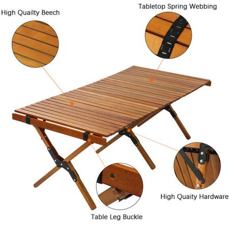 휴대용 접이식 테이블 나무 접이식 테이블 나무 접이식 성인 접이식 나무 테이블 롤 캠핑 접이식 피크닉 테이블 해변 낚시 