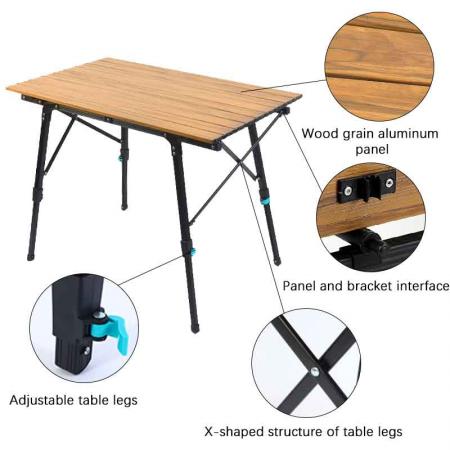 캠핑 테이블 접이식 야외 캠핑 테이블 높이 조절 가능한 야외 테이블 휴대용 접이식 경량 테이블 피크닉 