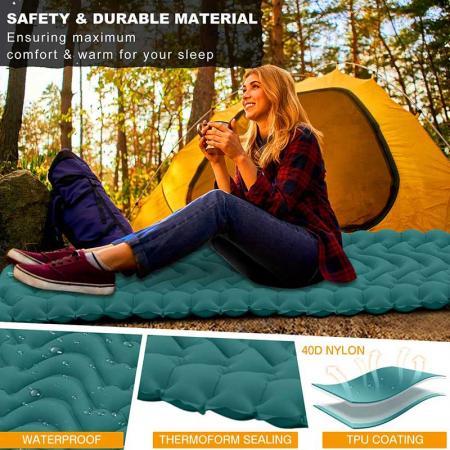 배낭 하이킹을위한 내장 베개가있는 야외 캠핑 수면 패드 