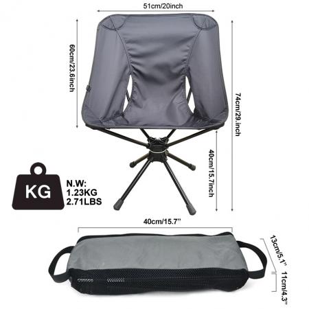 소형 항공기 등급 알루미늄 회전 360도 의자 야외 캠핑 의자 비치 의자 
