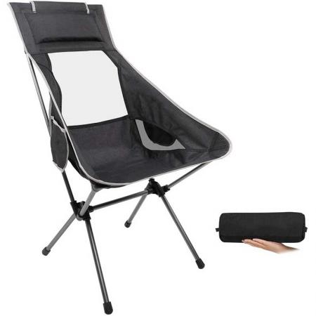 초경량 하이백 캠핑 의자, 머리 받침이 있는 경량 접이식 의자, 야외 캠프용 휴대용 소형, 하이킹, 피크닉 