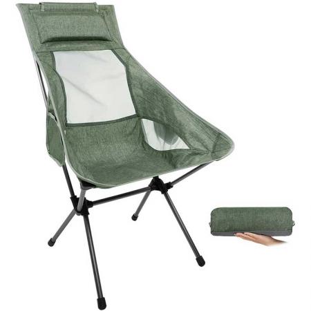 캠핑 백패킹 의자 높은 등받이, 330파운드 용량, 하이킹 여행 해변 피크닉을 위한 경량 컴팩트 휴대용 접이식 의자 