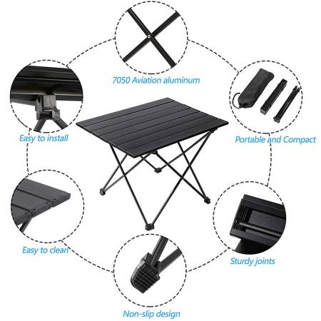 알루미늄 탁상용 초경량 접이식 비치 테이블 휴대용 캠핑 테이블 및 가방 