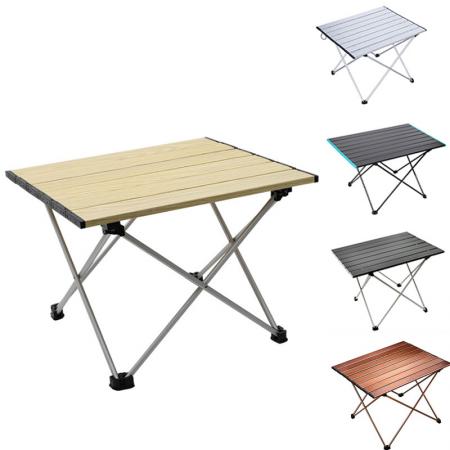 알루미늄 테이블 상판이 있는 휴대용 캠핑 사이드 테이블: 하드탑 접이식 테이블 