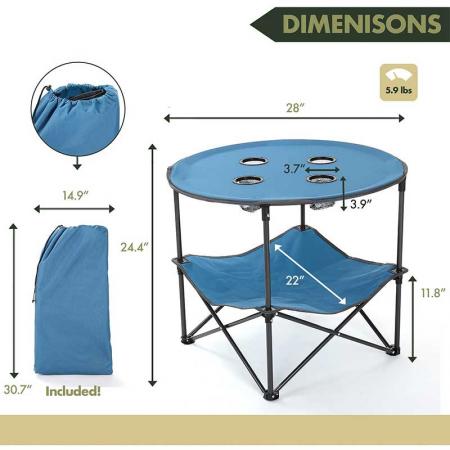 야외 캠핑 하이킹 피크닉을위한 초경량 접이식 캠핑 테이블 