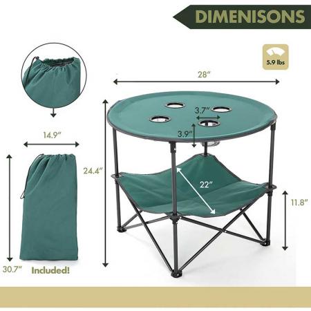 접이식 테이블 휴대용 캠핑 테이블 야외 피크닉 캠핑을위한 휴대 가방이있는 초경량 컴팩트 
