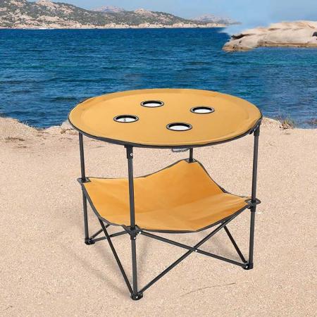 야외 해변을 위한 4개의 음료 홀더 및 보관 가방이 있는 접이식 휴대용 테이블 