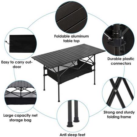 대형 캠핑 알루미늄 롤업 접이식 쿡 피크닉 테이블 