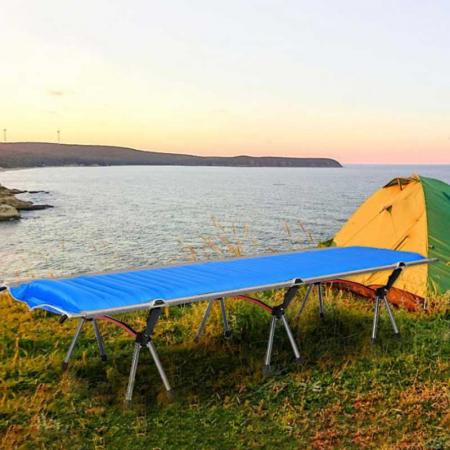 도매 야외 초경량 휴대용 접이식 캠핑 침대 알루미늄 접이식 침대 