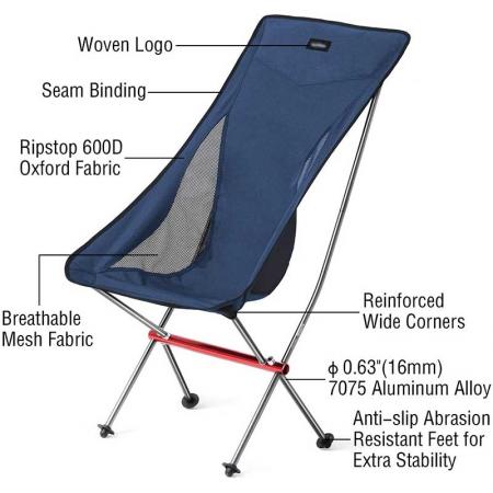 야외 접이식 의자 초경량 캠핑 의자 휴대용 하이 백 비치 의자 야외 캠프용 접이식 야외 의자 