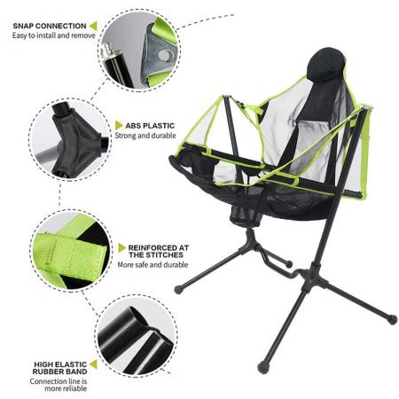 캠핑 의자 흔들 잔디 의자 접는 의자 야외 핸드백 발판 스윙 캠프 의자 해변 발코니 여행 낚시 피크닉 지원 최대 300 lbs 