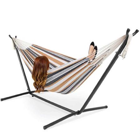 swing hammock double hammock with space saving steel stand 휴대용 나일론 해먹 배낭 여행 