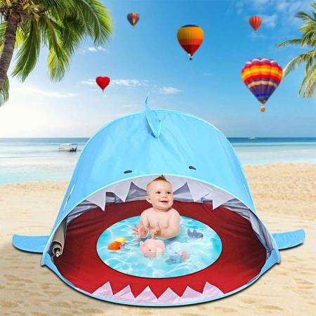 수영장이 있는 아기 해변 텐트 UPF 50+ 아기와 아이들을 위한 해변 태양 보호소 야외 텐트
 