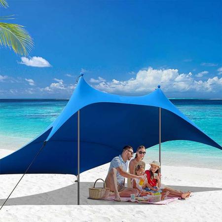 캐노피 팝업 태양 보호소 10 x 10 FT 해변 텐트 UPF50+, 알루미늄 기둥 포함 해변 캠핑 및 야외 활동
 