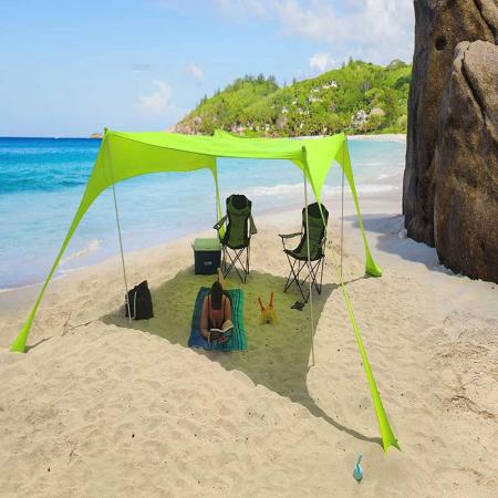 비치 캠핑 및 야외 활동을 위한 알루미늄 기둥이 있는 팝업 비치 텐트 태양 그늘 캐노피 UPF50+
 