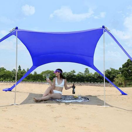 모래 주머니가있는 고품질 팝업 비치 텐트 태양 그늘 UV 50+ 캠핑 방수포
 