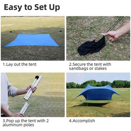 UPF 50+ 자외선 차단 기능이 있는 야외 휴대용 선쉐이드 텐트
 