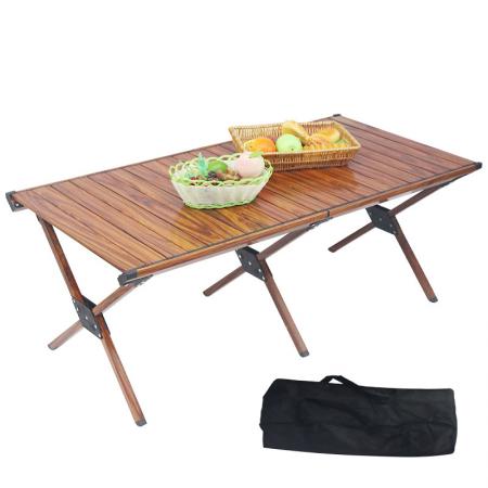 야외 나무 곡물 테이블 접는 테이블 롤 캠핑 접는 피크닉 테이블 해변 낚시
 