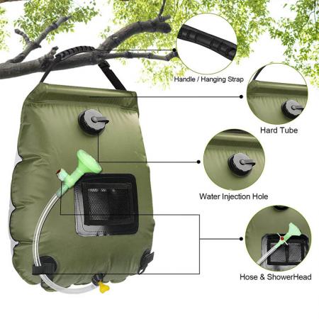 2023 새로운 도착 캠핑 샤워 가방 텐트 야외 여행을위한 에코 태양 샤워 가방 