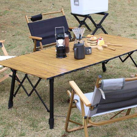 도매 야외 경량 롤업 높이 조절 접이식 캠핑 테이블 