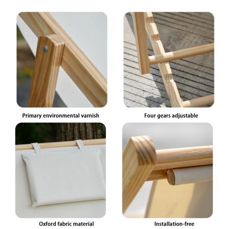 캠핑용 접이식 나무 라운지 접이식 해변 리클라이닝 의자 