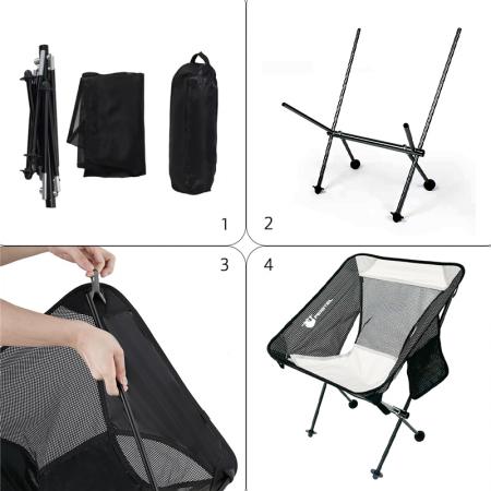 사이드 포켓이 있는 맞춤형 접이식 해변 피싱 의자, 포장 가능한 캠핑 의자 