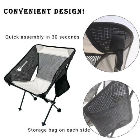 사이드 포켓이 있는 맞춤형 접이식 해변 피싱 의자, 포장 가능한 캠핑 의자 