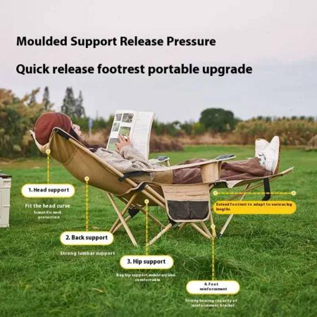 탈착식 발판이 있는 야외용 편안한 캠핑 접이식 금속 철제 리클라이닝 낚시 의자 