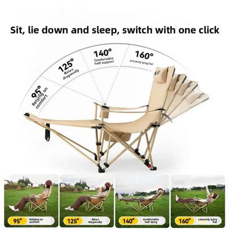 탈착식 발판이 있는 야외용 편안한 캠핑 접이식 금속 철제 리클라이닝 낚시 의자 