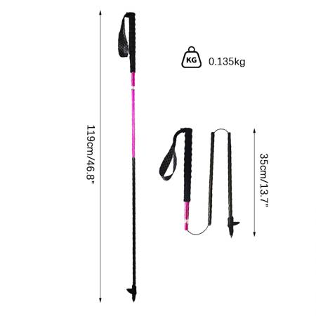 135g 초경량 3K 탄소 섬유 접이식 야외 하이킹 트레킹 폴 노르딕 워킹 스틱 