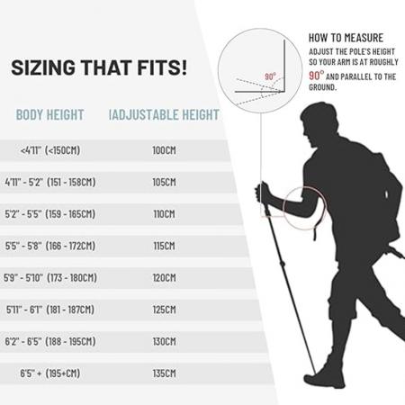 빠른 조정 가능한 잠금 장치가 있는 등산용 스틱 하이킹 스틱 