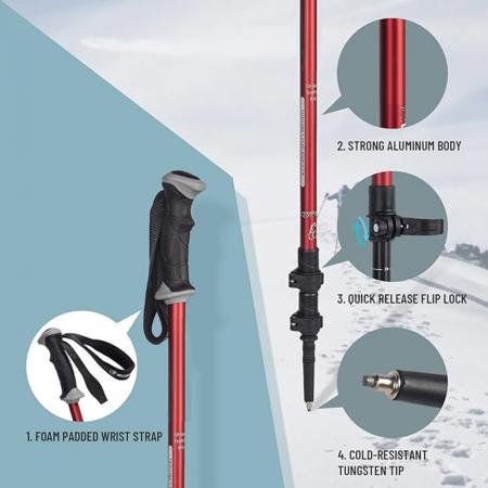 빠른 조정 가능한 잠금 장치가 있는 등산용 스틱 하이킹 스틱 