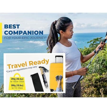 2022 탄소 섬유 알루미늄 접이식 접이식 북유럽 트레킹 폴 하이킹 폴 7075 추적 용 지팡이
 