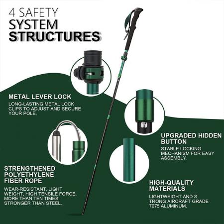 조정 가능한 빠른 플립 잠금 디자인을 갖춘 3K 탄소 접이식 접이식 지팡이 