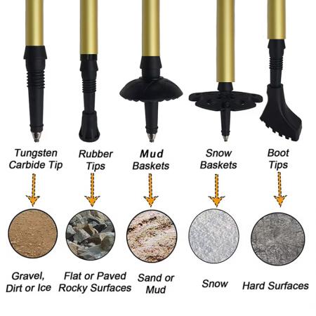 5단 알루미늄 합금 소재, 야외 활동에 적합한 다기능 접이식 EVA 등산/워킹 스틱 