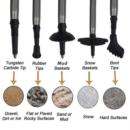 코르크 손잡이가 있는 5단 접이식 7075 항공 알루미늄 트레킹 폴 (맞춤 제작, OEM 옵션) 