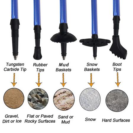 초경량 7075 알루미늄 합금 5단 코르크 그립 접이식 트레킹 폴 모던 조절식 야외 하이킹 폴 