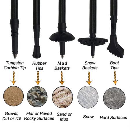 접이식 트레킹 폴, 7075 알루미늄 합금 지팡이, 코르크 손잡이 포함, 길이 조절 가능 