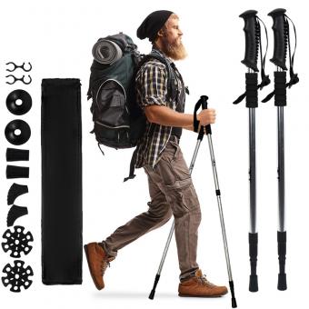 고무 손잡이 내부 잠금식 등산 스틱