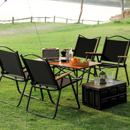 Outdoor Camping Lightweight Modern Design Foldable Wooden Frame Kermit Chair 