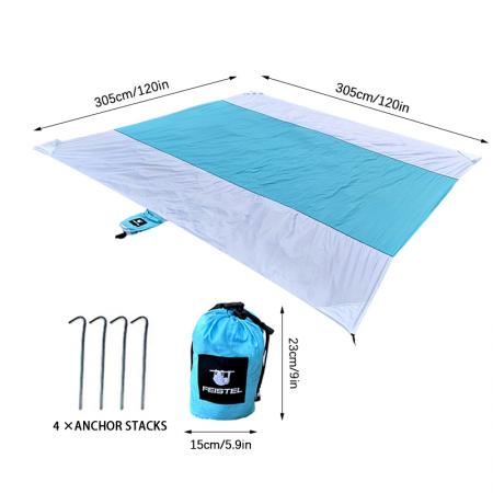 Family Pack Portable Picnic Mat 100% Nylon Camping Mat Sand Free Compact Outdoor Beach Blanket 