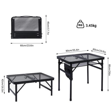 야외 접이식 알루미늄 캠핑 테이블 (메쉬 상판 포함) 휴대용 바비큐 피크닉 테이블 OEM ODM 