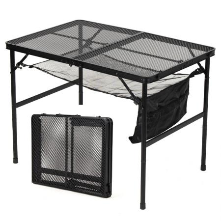 야외 접이식 알루미늄 캠핑 테이블 (메쉬 상판 포함) 휴대용 바비큐 피크닉 테이블 OEM ODM 