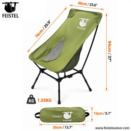 차량용 캠핑 체어 – 1.55kg 조절형 하이백, 7075 알루미늄, 35×13cm 컴팩트 팩 