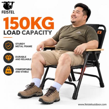편안한 패딩 접이식 캠핑 의자 – 3.2kg 휴대용 금속 의자, 150kg 하중 
